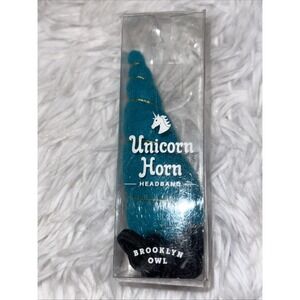 Brooklyn Owl Unicorn Headband Horn Turquoise Blue Costume New